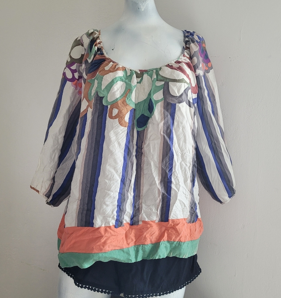100% SILK Multicolor Blouse M